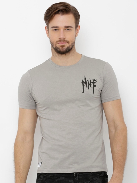 

Rex Straut Jeans Men Grey Typography Printed Slim Fit T-shirt
