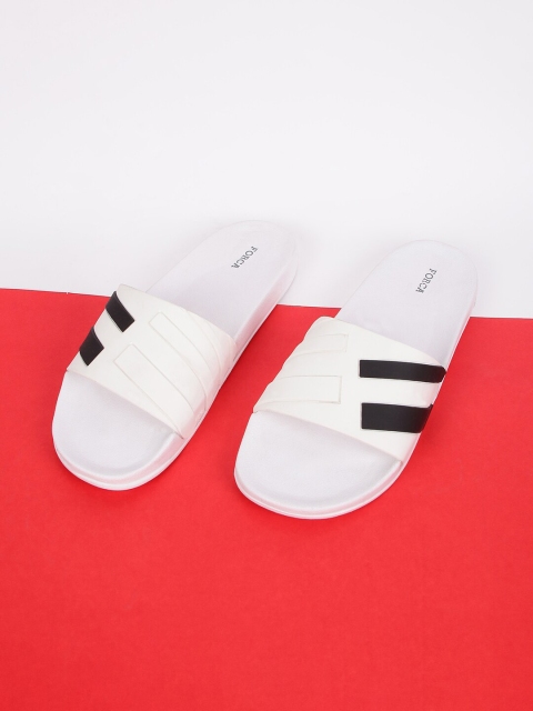 

Forca by Lifestyle Men White & Black Striped Rubber Sliders