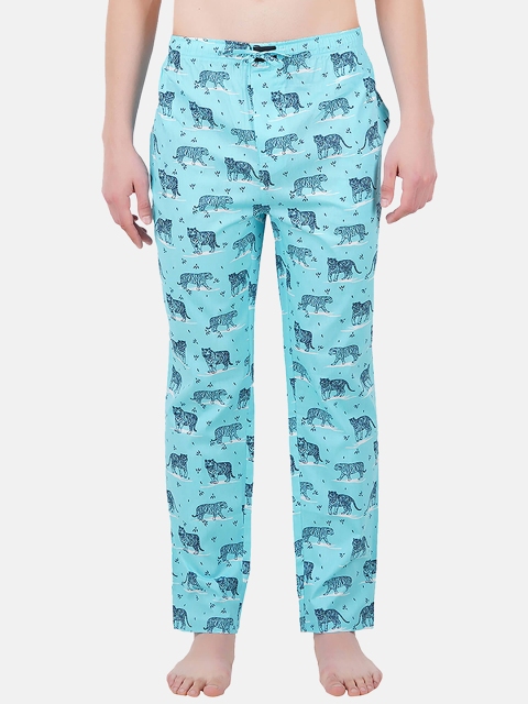 

SMUGGLERZ INC. Men Blue Printed Cotton Lounge Pants
