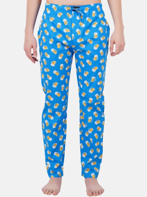 

SMUGGLERZ INC. Men Blue & Yellow Printed Lounge Pants