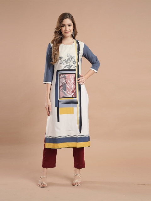 

KALINI Women Multicoloured Geometric Crepe Printed Kurta, Multi