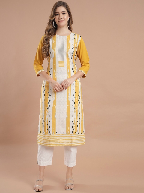 

KALINI Yellow Embroidered Gotta Patti Gotta Patti Panelled Kurti