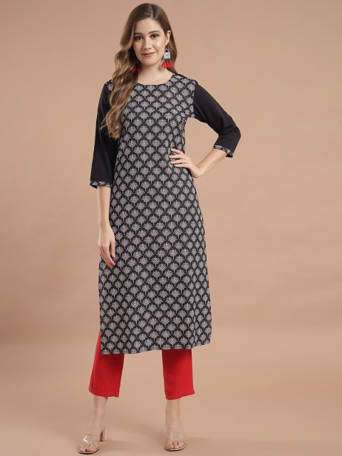 

KALINI Black Ethnic Motifs Printed Kurti