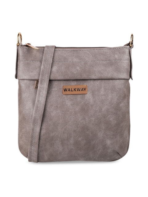 

WALKWAY Grey Structured Sling Bag with Fringed