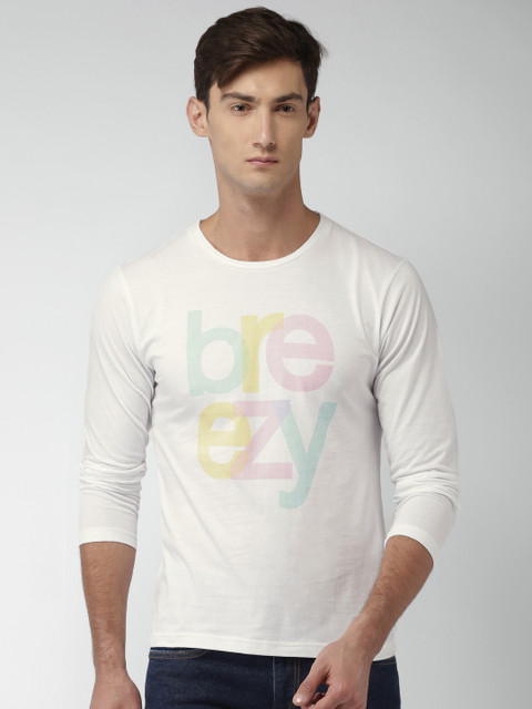 

Mast & Harbour Men White Printed Round Neck T-shirt