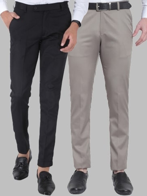 

Srey trends Men Olive Green Smart Slim Fit High-Rise Trousers