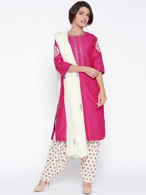 

Biba Pink & White Salwar Suit with Dupatta