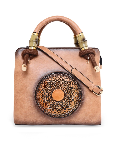 

ESBEDA Beige Embellished PU Structured Handheld Bag