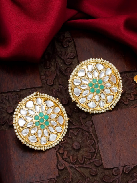 aadita Gold-Toned Circular Studs Earrings