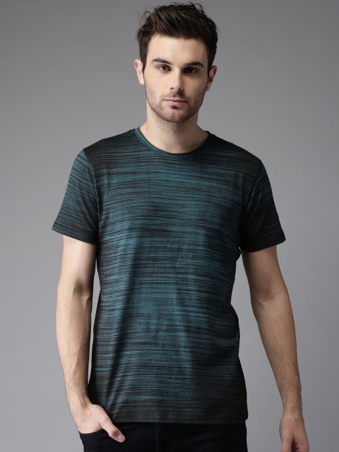

Moda Rapido Men Blue & Black Striped T-shirt, Na