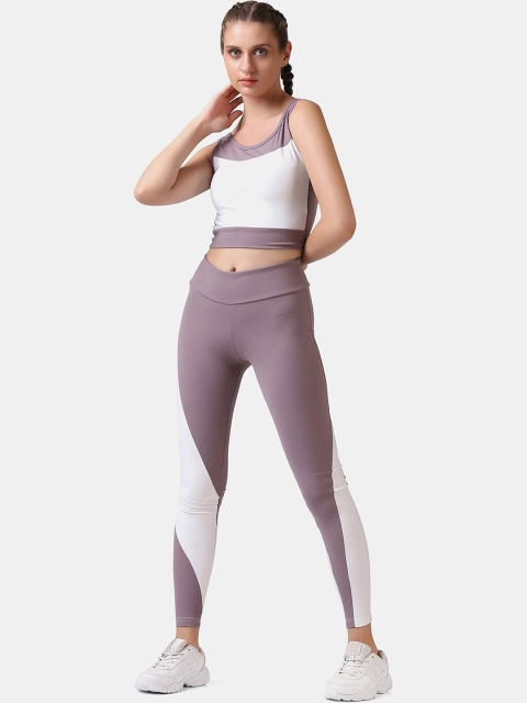 

Aesthetic Bodies Women Mauve & White Colourblocked Co-Ords