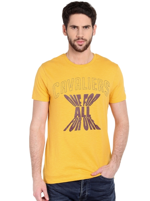 

Jack & Jones Men Yellow Printed Round Neck T-Shirt