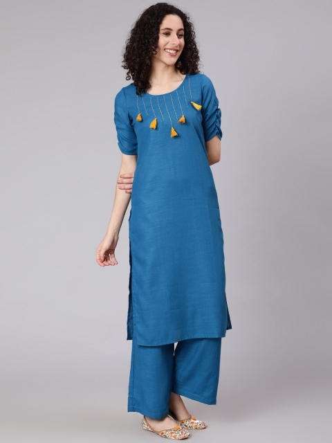 

Awadhi Women Blue Kurta with Palazzos