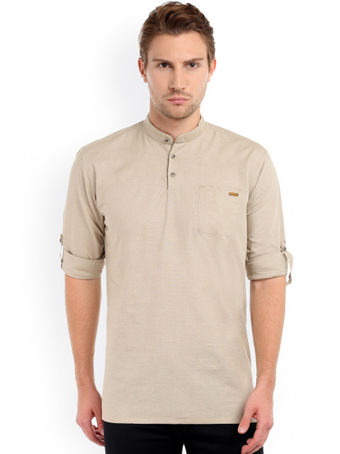

L.A. SEVEN Men Beige Solid Straight Kurta