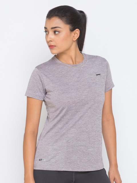 

Black Panther Women Grey Melange Applique Running T-shirt