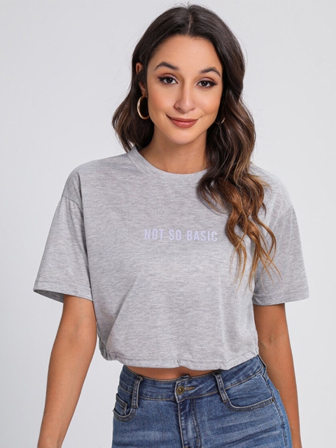 

BoStreet Grey Print Knitted Crop Top