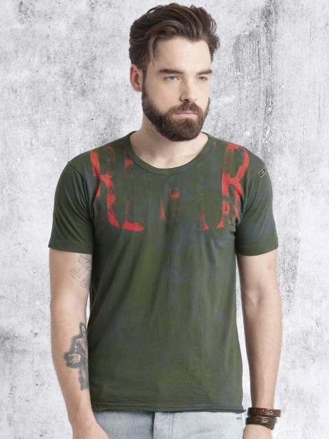 

Roadster Men Green Printed Round Neck T-shirt