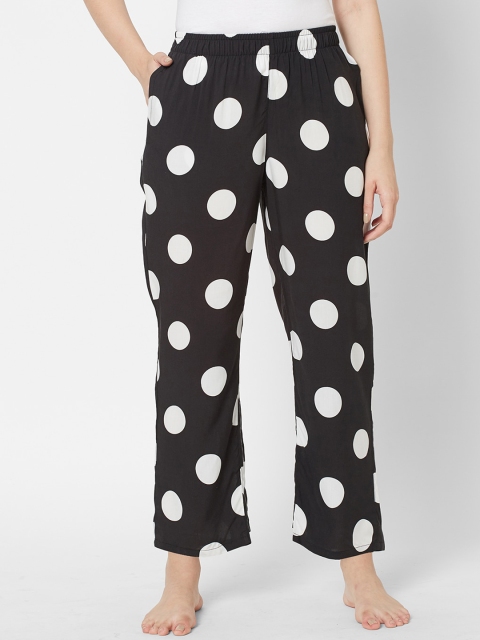 

SDL by Sweet Dreams Women Black & White Polka Dot Printed Lounge Pants