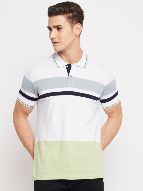 

Duke Men Grey & White Colourblocked Polo Collar Slim Fit T-shirt