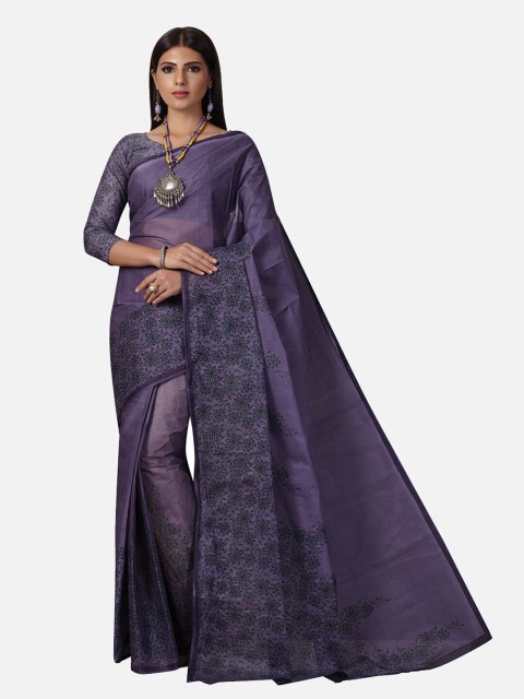 

SALWAR STUDIO Purple Ethnic Motifs Pure Cotton Saree