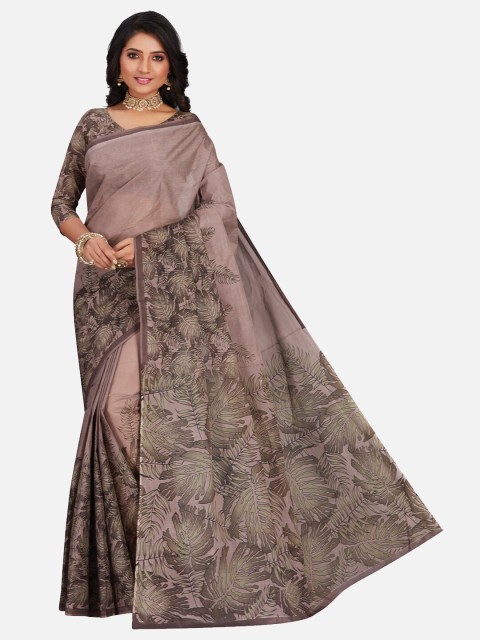 

SALWAR STUDIO Grey Ethnic Motifs Pure Cotton Saree