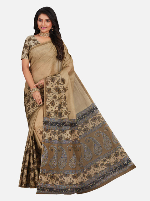 

SALWAR STUDIO Beige & Grey Ethnic Motifs Pure Cotton Saree