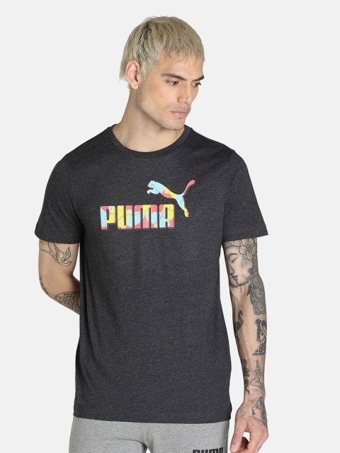 

Puma Men Black Brand Logo Printed Cotton T-shirt