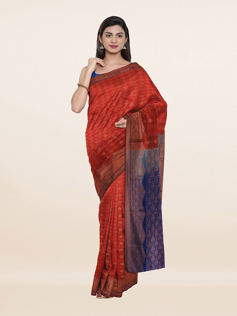 

Pothys Pink & Blue Woven Design Pure Silk Saree