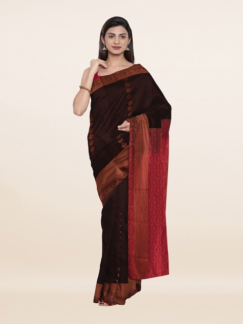 

Pothys Brown & Red Woven Design Zari Pure Silk Saree