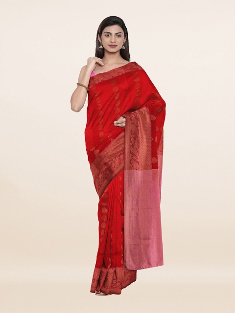 

Pothys Red & Pink Ethnic Motifs Zari Pure Silk Saree
