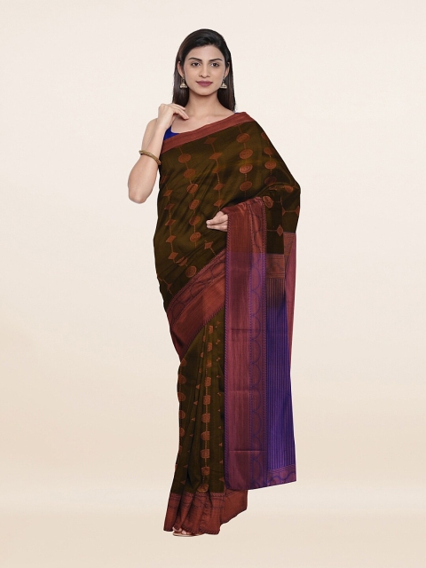 

Pothys Green & Copper-Toned Ethnic Motifs Zari Pure Silk Saree