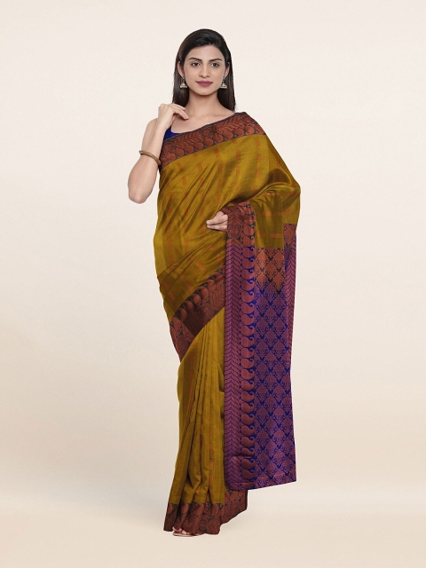 

Pothys Women Green & Navy Blue Woven Design Pure Silk Saree