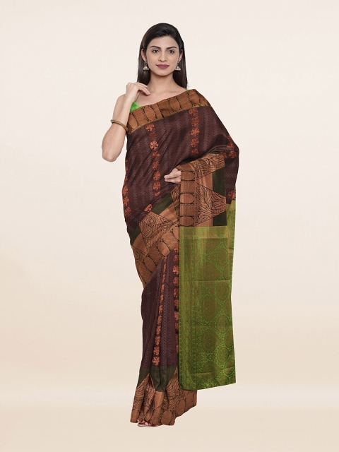 

Pothys Tan & Green Woven Design Pure Silk Saree