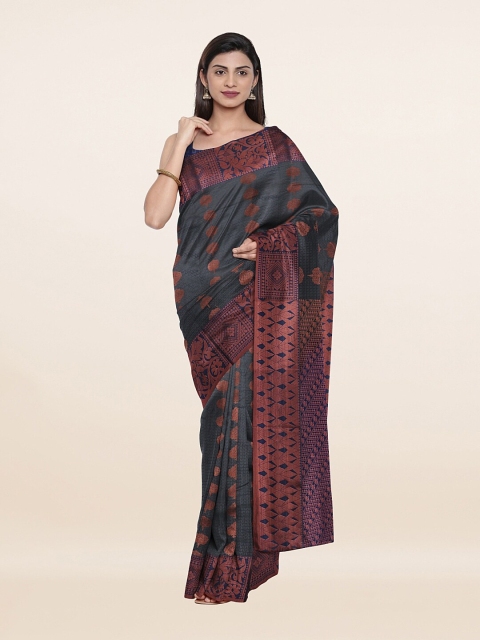 

Pothys Grey & Bronze-Toned Woven Design Zari Pure Silk Saree