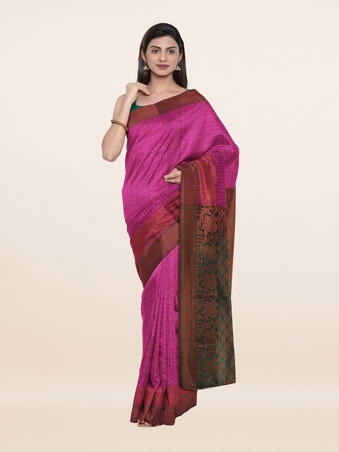

Pothys Pink & Gold-Toned Ethnic Motifs Zari Pure Silk Saree
