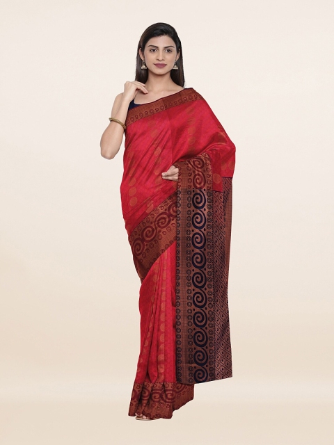 

Pothys Pink & Brown Woven Design Pure Silk Saree