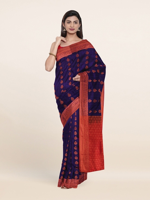 

Pothys Blue & Peach-Coloured Woven Design Zari Pure Silk Saree