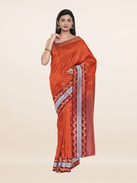 

Pothys Rust & Golden Ethnic Motifs Zari Pure Silk Saree