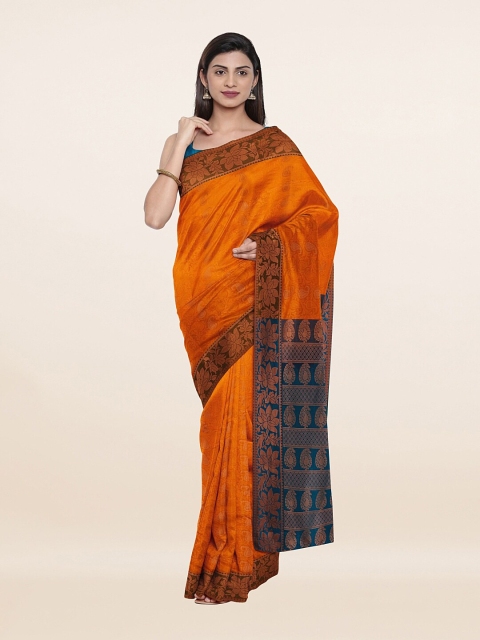 

Pothys Orange & Blue Paisley Pure Silk Saree