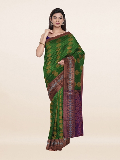 

Pothys Green & Purple Ethnic Motifs Zari Pure Silk Saree