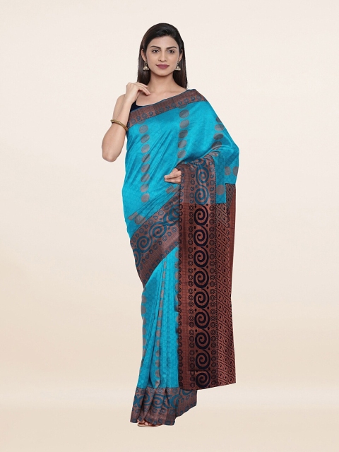 

Pothys Blue & Copper-Coloured Ethnic Motifs Zari Pure Silk Saree