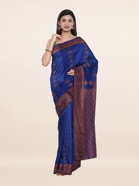 

Pothys Blue & Copper-Coloured Ethnic Motifs Zari Pure Silk Saree