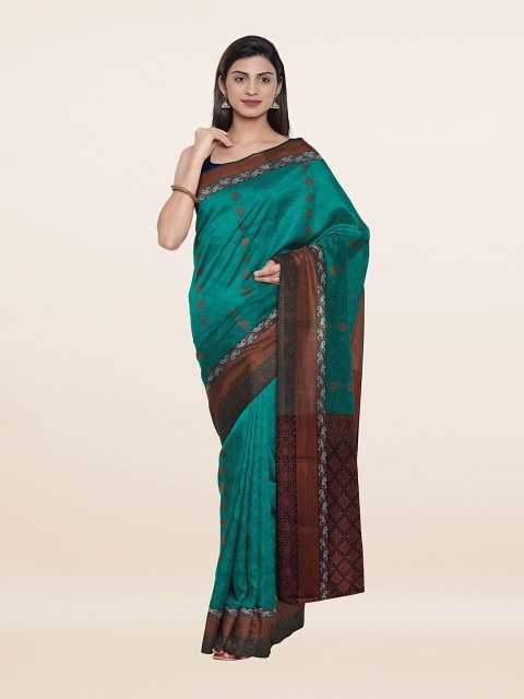 

Pothys Green & Brown Ethnic Motifs Pure Silk Saree