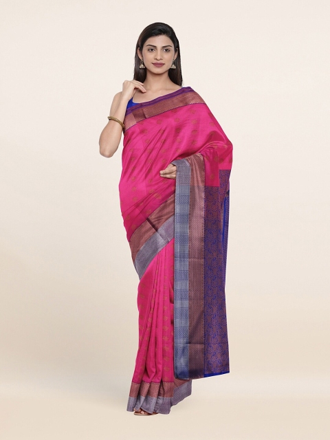 

Pothys Fuchsia Pink & Gold-Coloured Ethnic Motifs Zari Pure Silk Saree