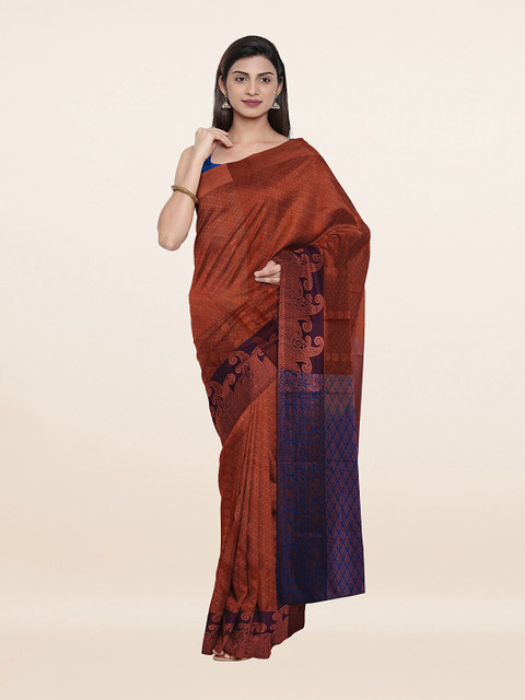 

Pothys Rust & Purple Woven Design Zari Pure Silk Saree