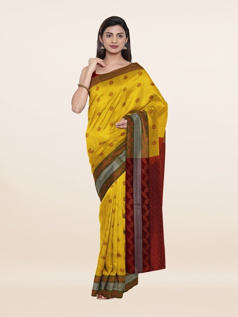 

Pothys Yellow & Maroon Woven Design Zari Pure Silk Saree