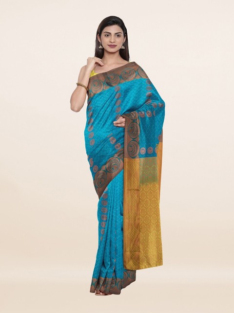 

Pothys Women Blue woven Geometric Pure Silk Saree