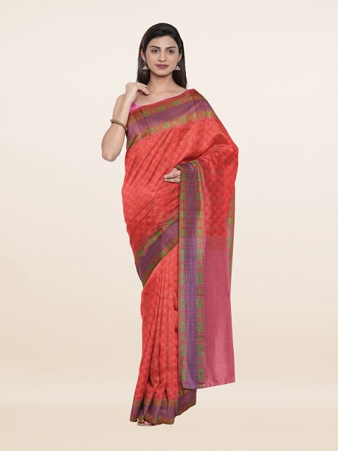 

Pothys Peach-Coloured & Pink Woven Design Pure Silk Saree