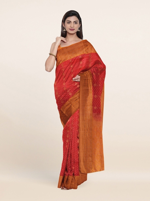 

Pothys Fuchsia & Gold-Toned Ethnic Motifs Zari Pure Silk Saree