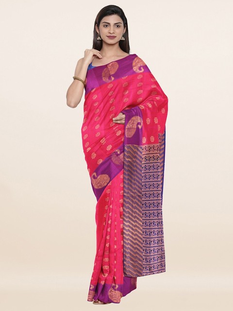 

Pothys Pink & Purple Floral Pure Silk Saree